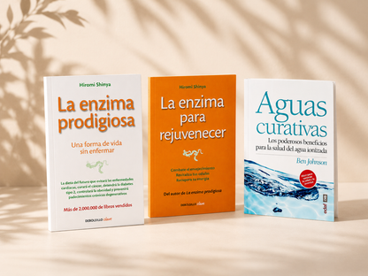 Pack de 3 libros sobre agua, enzimas y bienestar