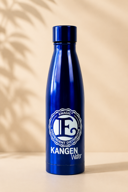 Botella térmica azul Kangen Water de acero inoxidable, 500 ml