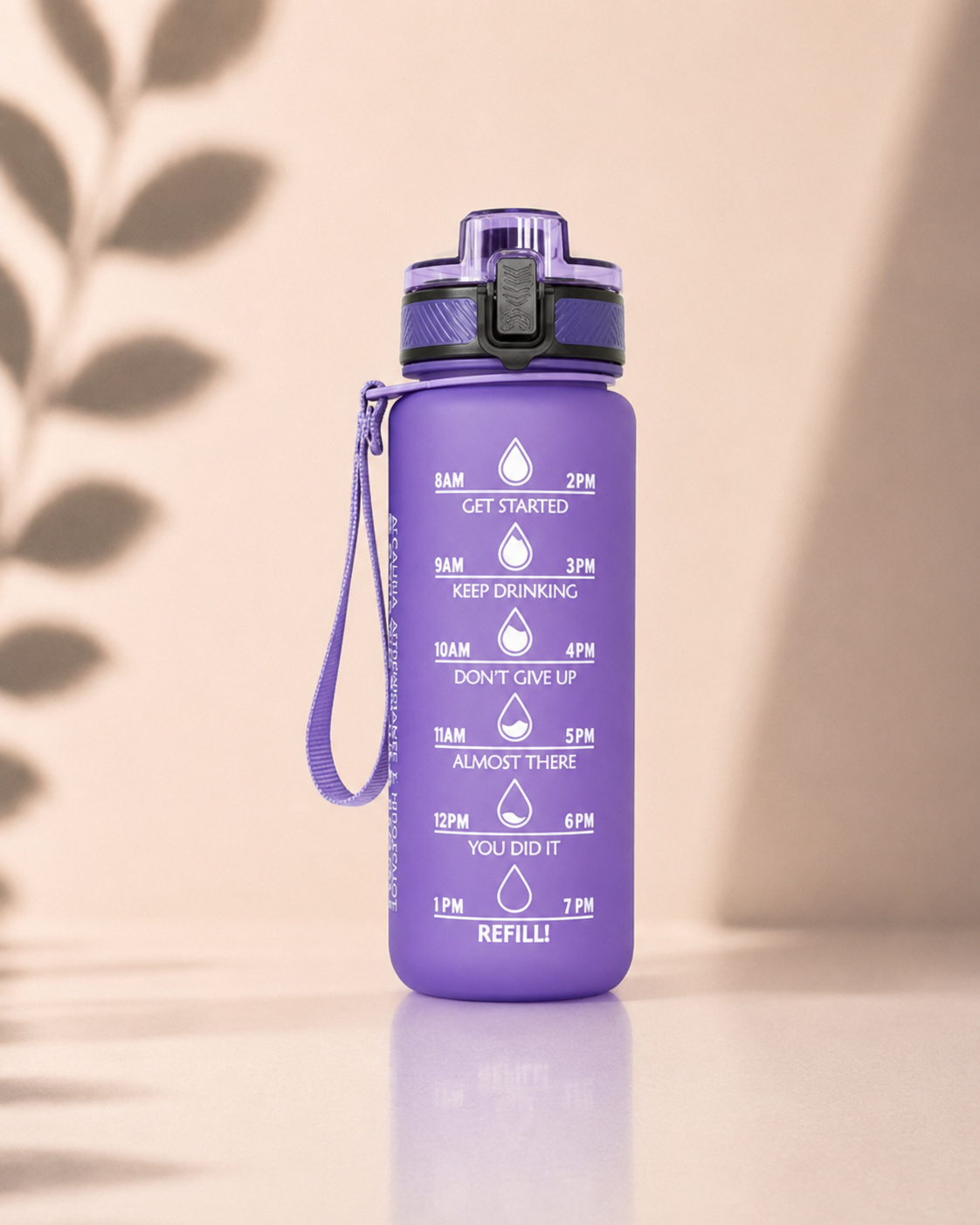 Botella morada de tritán Kangen pH 9.5 con apertura clip, 600 ml