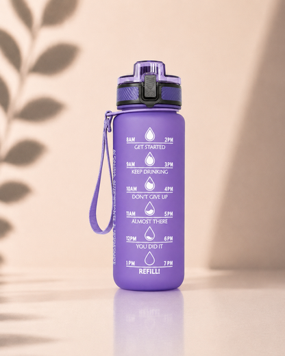 Botella morada de tritán Kangen pH 9.5 con apertura clip, 600 ml