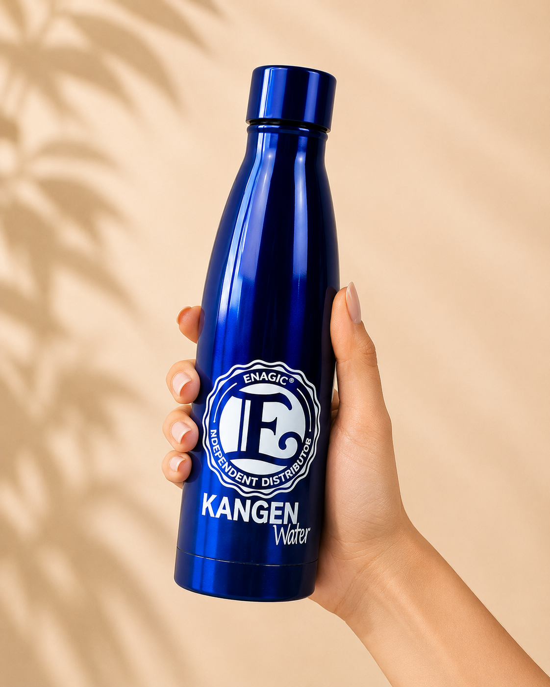 Botella térmica azul Kangen Water de acero inoxidable, 500 ml