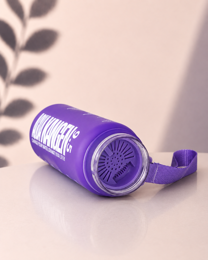Botella morada de tritán Kangen pH 9.5 con apertura clip, 600 ml