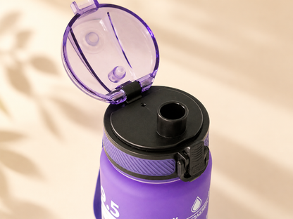 Botella morada de tritán Kangen pH 9.5 con apertura clip, 600 ml